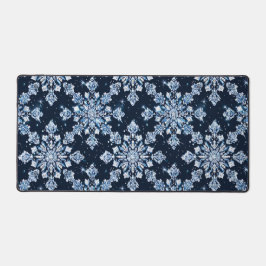 Blue 3d Schneeflocken Schreibtischunterlage