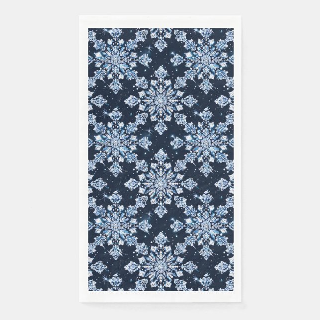 Blue 3d Schneeflocken Serviette (Vorderseite)