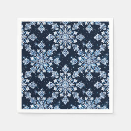 Blue 3d Schneeflocken Serviette