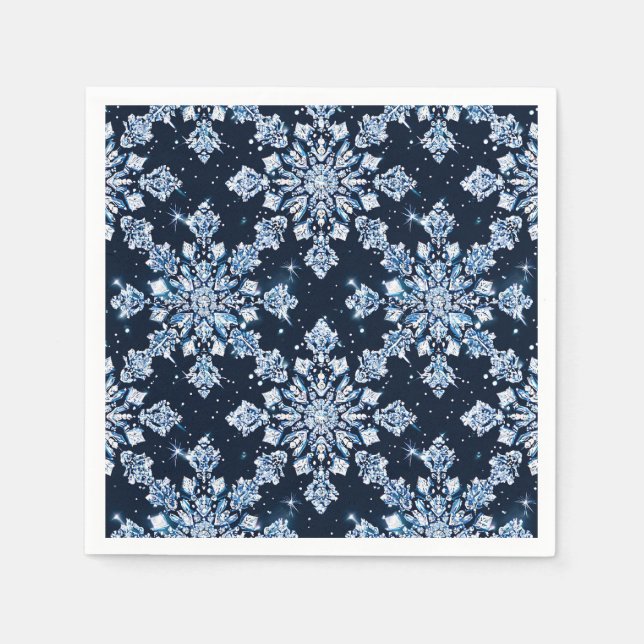 Blue 3d Schneeflocken Serviette (Vorderseite)