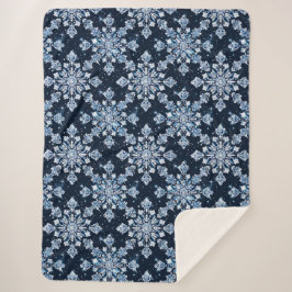Blue 3d Schneeflocken Sherpadecke