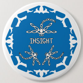 Blue, 3rd Eye Chakra "Insight" Dragonfly White BG Button