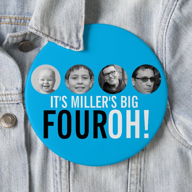 Blue 40. Four OH! Foto vierzigjähriges Abzeichen Button (Beispiel)