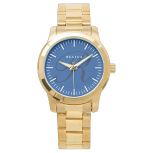 Blue 40 mm Zifferblatt kundenspezifische Monogramm Armbanduhr