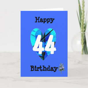 Blue 44. Age Geburtstag Karte