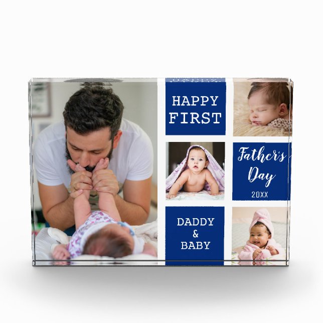 Blue 4 Foto Collage Block des ersten Vaters (Vorderseite)