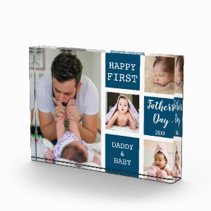 Blue 4 Foto Collage zum ersten Vatertag  