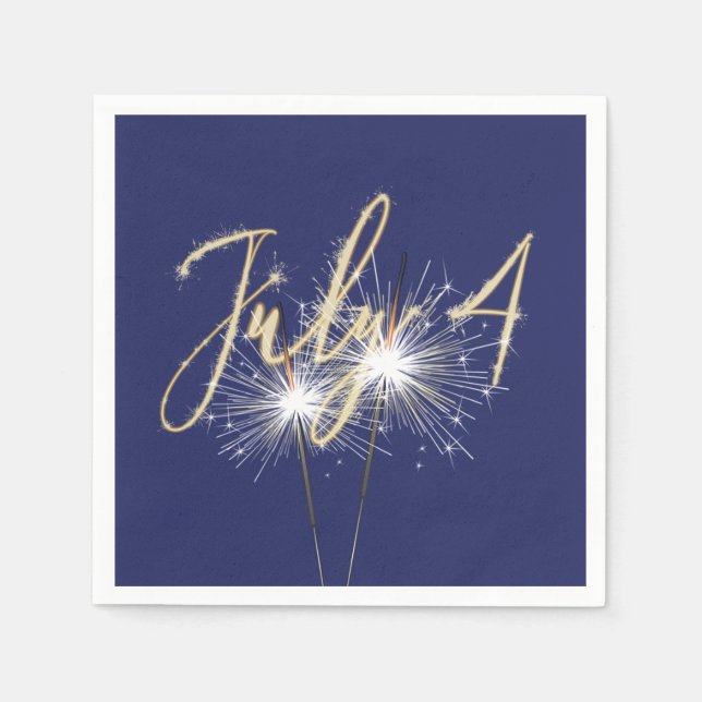 Blue 4. Juli Sparklers Napkins Serviette (Vorderseite)