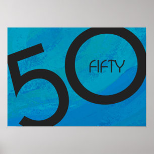 Blue 50 Decade Birthday Poster