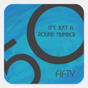 Blue 50 Decade Geburtstag Quadratischer Aufkleber
