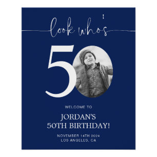 Blue 50. Geburtstag Begrüßungszeichen   Schau mal, Poster