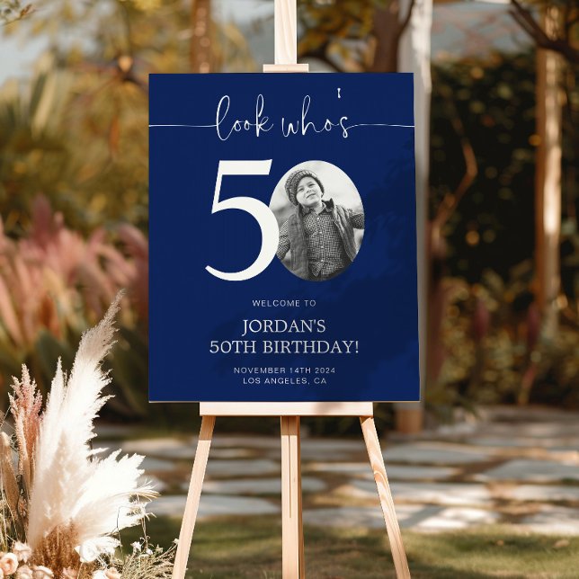 Blue 50. Geburtstag Begrüßungszeichen | Schau mal, Poster (Von Creator hochgeladen)