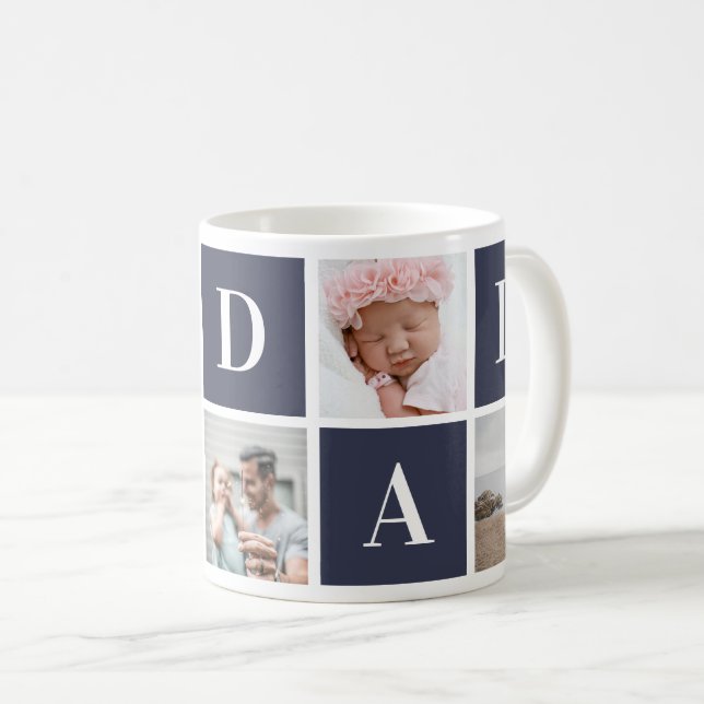 Blue 5 Foto Collage I Liebe Vater Tasse (VorderseiteRechts)