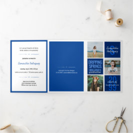 Blue 5-Foto Fun Boxes Abschluss Dreifach Gefaltete Einladung