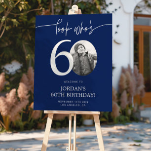 Blue 60. Geburtstag Begrüßungszeichen Schau, wer Poster