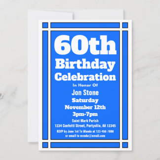 Blue 60. Geburtstag Einladung