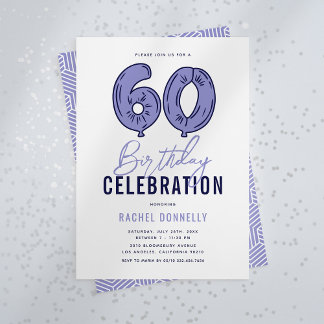 Blue 60. Geburtstagsparty Einladung