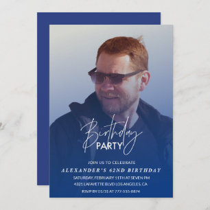 Blue 62. Geburtstagseinladung Geburtstagsparty Fot Einladung