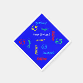Blue 65. Geburtstagspartei - mehrfache Namenspapie Serviette