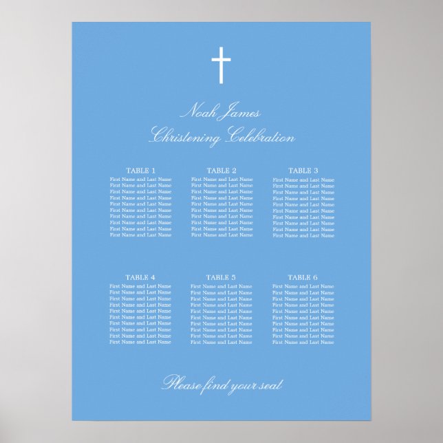 Blue 6 Table Christening Seekarte Poster (Vorne)