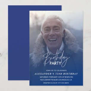 Blue 72. Geburtstagseinladung Geburtstagsparty Fot Einladung