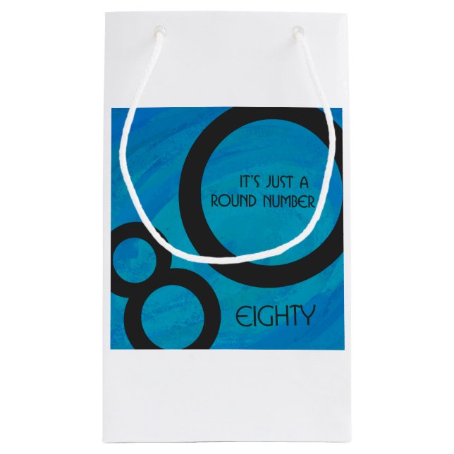 Blue 80 Decade Geburtstag Kleine Geschenktüte (Rückseite)