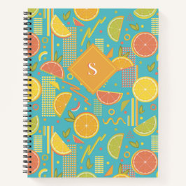 Blue 80's Citrus Fruit Slices Notizbuch