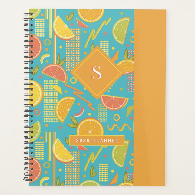 Blue 80's Citrus Fruit Slices Planer (Vorderseite)