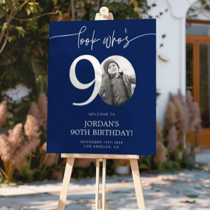 Blue 90. Geburtstag Begrüßungszeichen   Schau mal, Poster