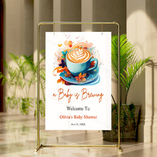 Blue A Baby Brewing Baby Dusche Willkommen Poster