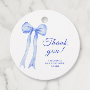 Blue a Bow Baby Dusche Danke Geschenkanhänger