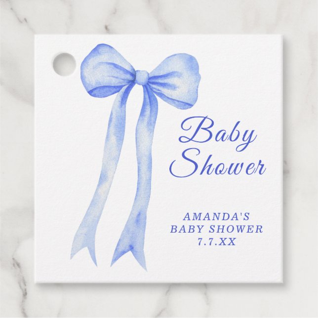 Blue a Bow Es ist eine Boy Baby Dusche Geschenkanhänger (Vorderseite)