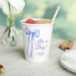 Blue a Bow Es ist eine Boy Baby Dusche Pappbecher