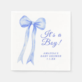 Blue a Bow Es ist eine Boy Baby Dusche Serviette