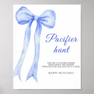 Blue a bow - Schnuller Jagd Baby Duschgame Poster