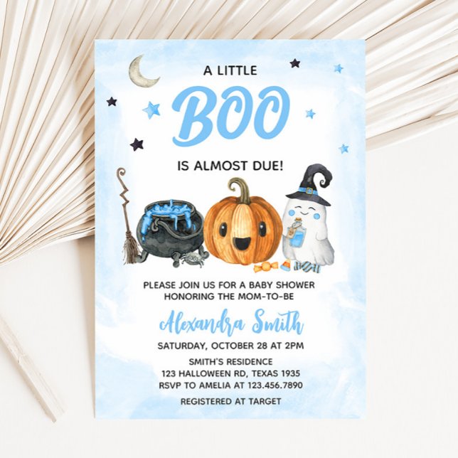 Blue A Little Boo Baby Dusche Einladung (Blue Ghost Baby Shower Invitation)