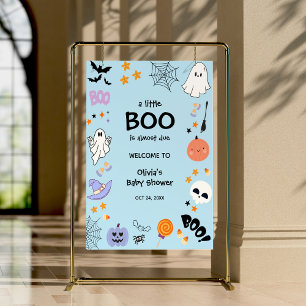 Blue A Little Boo Halloween Baby Dusche Empfang Poster