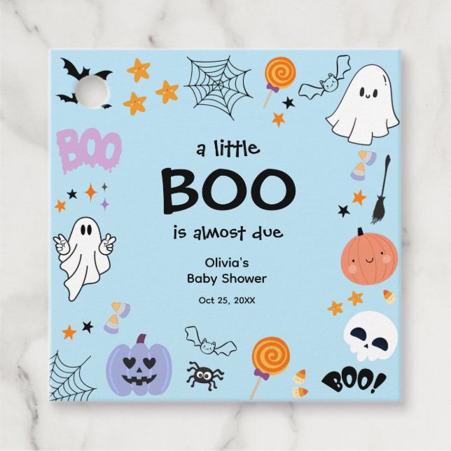 Blue A Little Boo Niedlich Ghost Halloween Kinderd Geschenkanhänger (Vorderseite)