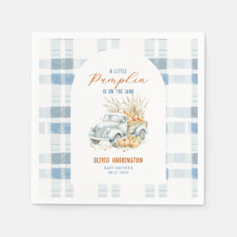 Blue A Little Pumpkin Truck Boy Baby Shower Serviette