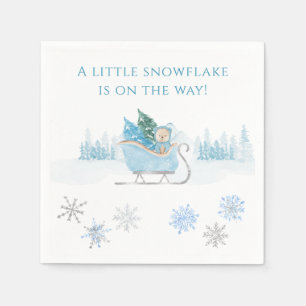 Blue A Little Snowflake Baby Dusche Serviette
