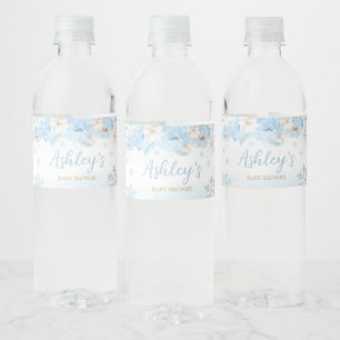 Blue A Little Snowflake Baby Dusche Wasserflaschenetikett
