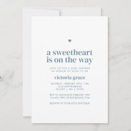 Blue A Little Sweetheart Baby Shower Einladung