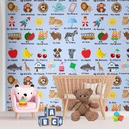 Blue ABC Alphabet Kids Kinderzimmer Dekoration Tapete