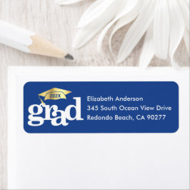 Blue Abschluss Bold Modern Type Gold Cap Adresse