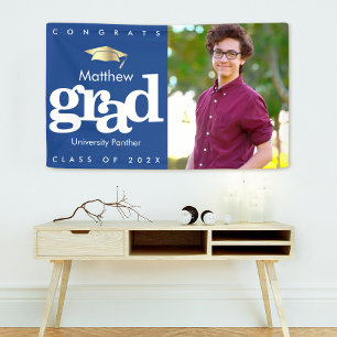 Blue Abschluss Foto Gold Kappe fett modern schlich Banner