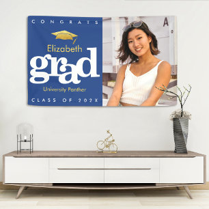 Blue Abschluss Foto Goldmütze Banner