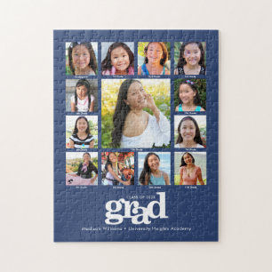 Blue Abschluss K-12 FotoCollage Modern kühl Puzzle