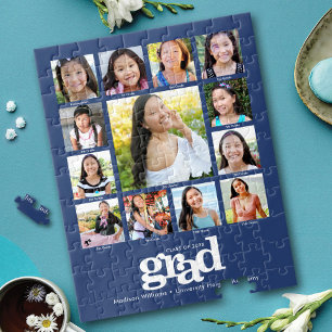 Blue Abschluss K-12 FotoCollage Modern kühl Puzzle