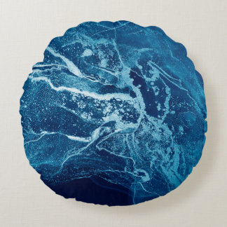 Blue Abstract. Blue and White color Blots. Clear w Rundes Kissen