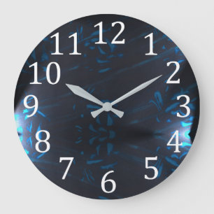 Blue Abstract Pattern Shapes White Numbers Clocks Große Wanduhr